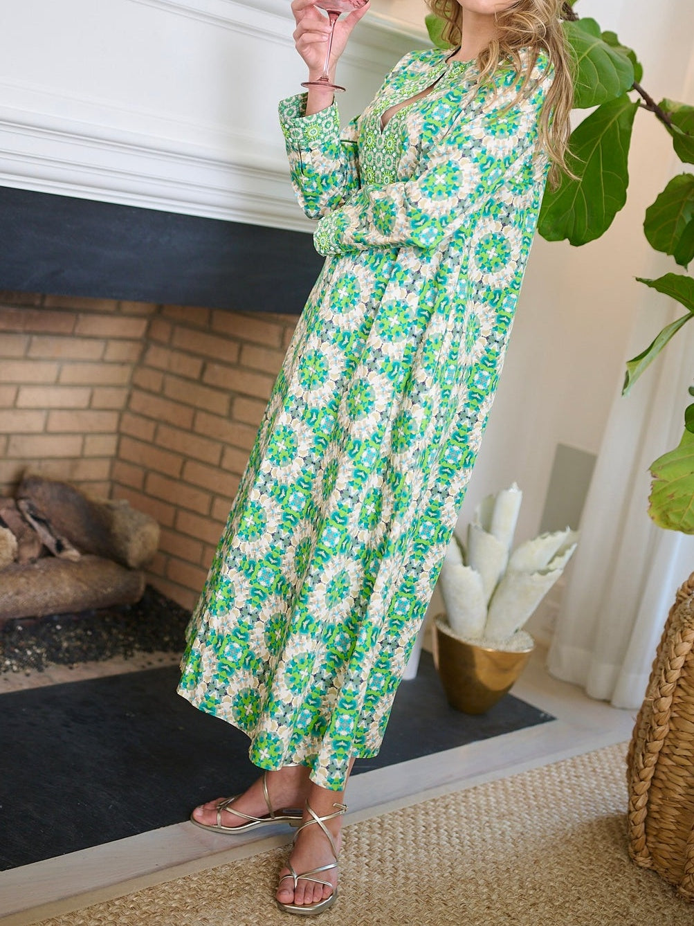 Turtleback Print Kaftan Dress