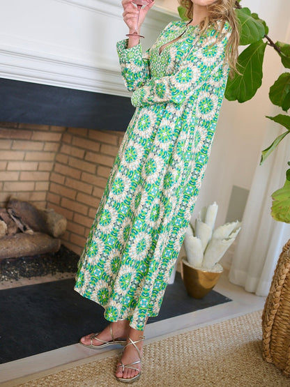Turtleback Print Kaftan Dress