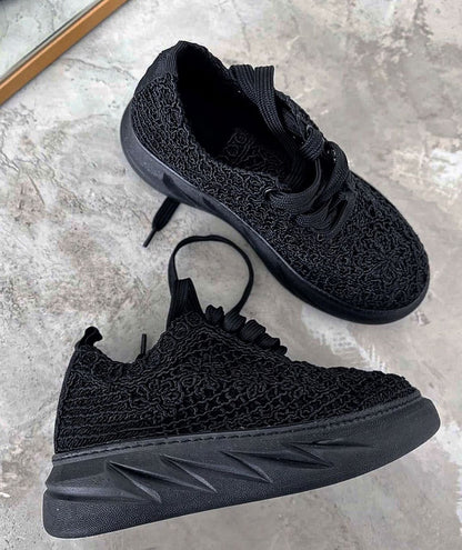 Women's Thick-soled Hollow Lace-up Shoes