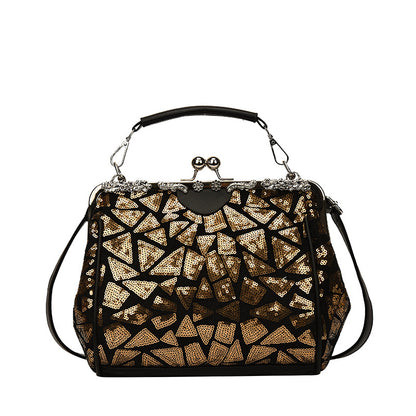 Sequin Geometric Pattern Handbag