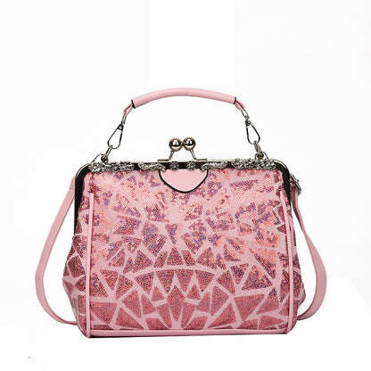 Sequin Geometric Pattern Handbag