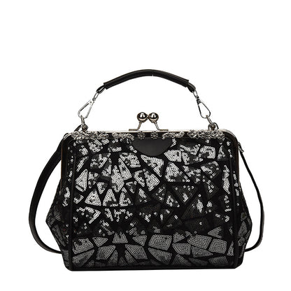 Sequin Geometric Pattern Handbag