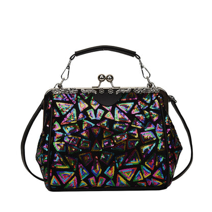 Sequin Geometric Pattern Handbag
