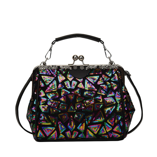 Sequin Geometric Pattern Handbag