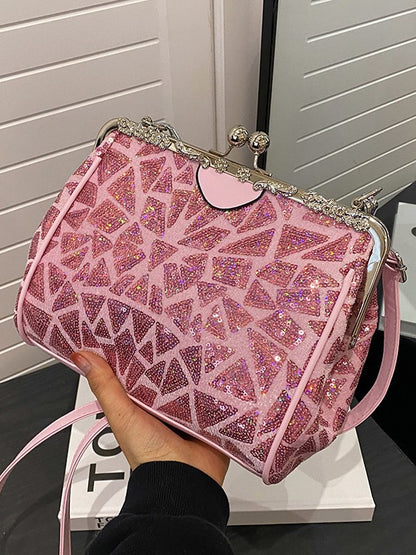 Sequin Geometric Pattern Handbag
