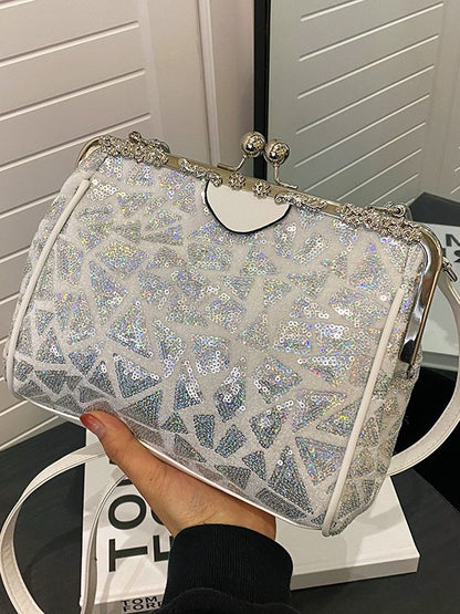 Sequin Geometric Pattern Handbag