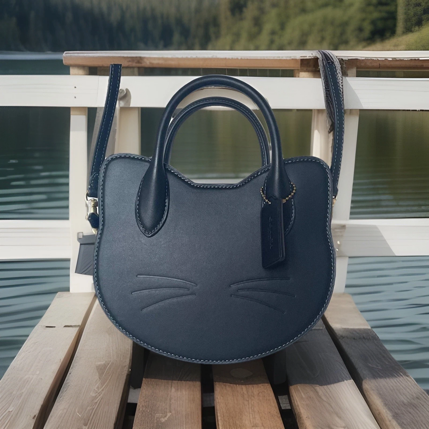 (⏰Last Day Promotion $10 OFF)-Halloween Cat Head Crossbody Bag Purse Black Leather Handbag(Buy 2 Free Shipping✔️)