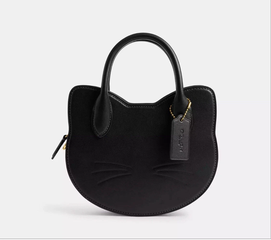 (⏰Last Day Promotion $10 OFF)-Halloween Cat Head Crossbody Bag Purse Black Leather Handbag(Buy 2 Free Shipping✔️)