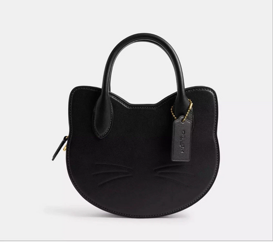 (⏰Last Day Promotion $10 OFF)-Halloween Cat Head Crossbody Bag Purse Black Leather Handbag(Buy 2 Free Shipping✔️)