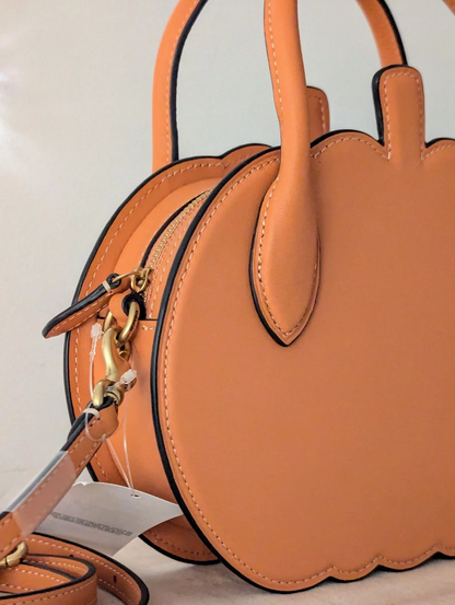 (⏰Last Day Promotion $10 OFF)-Halloween Collection Pumpkin Bag In Orange Glove Tanned Leather(Buy 2 Free Shipping✔️)
