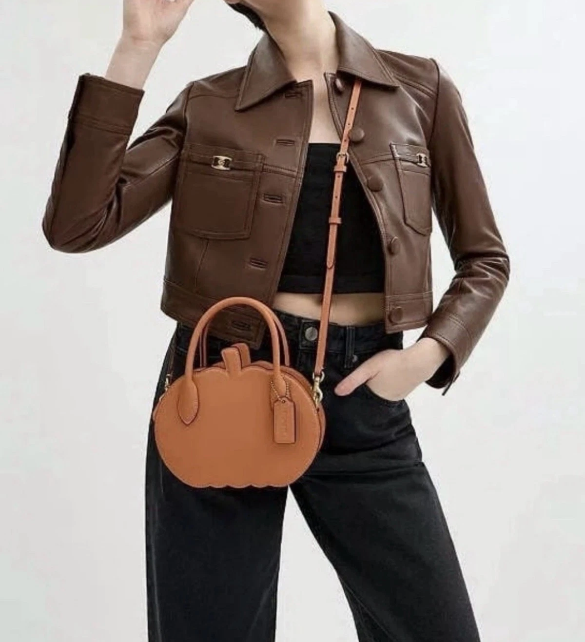 (⏰Last Day Promotion $10 OFF)-Halloween Collection Pumpkin Bag In Orange Glove Tanned Leather(Buy 2 Free Shipping✔️)