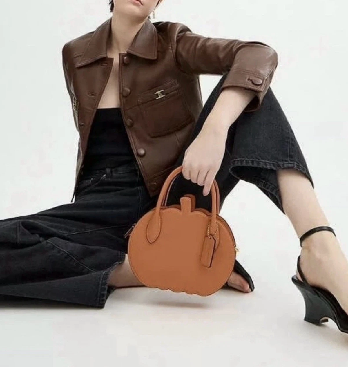 (⏰Last Day Promotion $10 OFF)-Halloween Collection Pumpkin Bag In Orange Glove Tanned Leather(Buy 2 Free Shipping✔️)