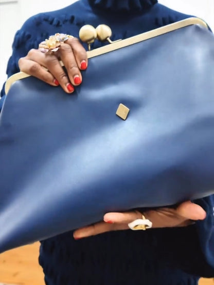 Blue Leather Clutch
