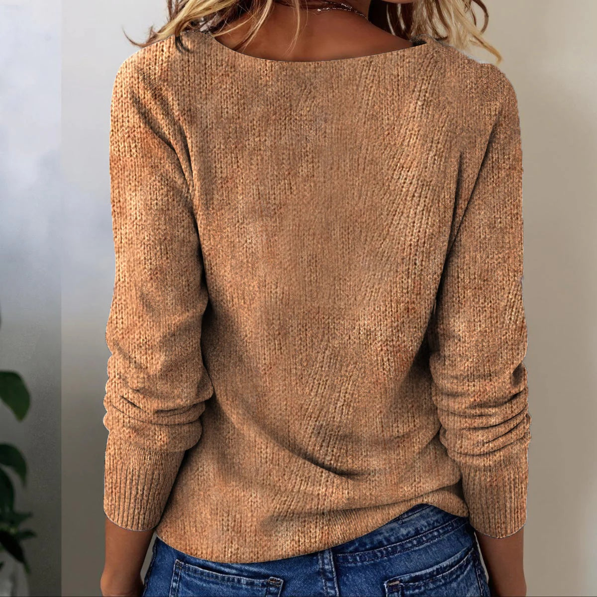 Camel Floral Knit Sweater