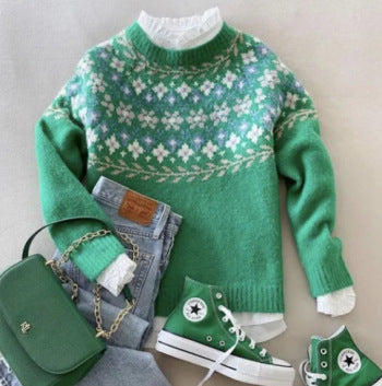 Fresh Green Long Sleeve Sweater