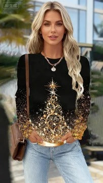 Stylish Round Neck Long Sleeve Top