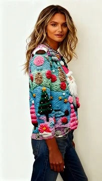 Elegant Print Long Sleeve Top