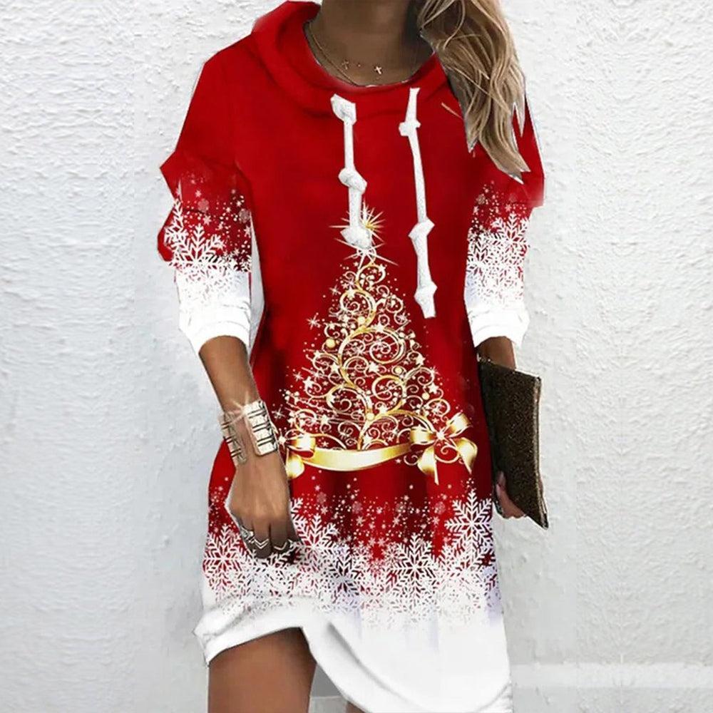Showy Print Hoodie Mini Dress