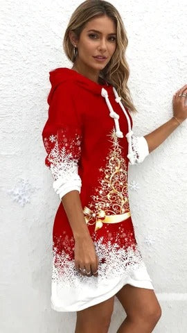 Showy Print Hoodie Mini Dress