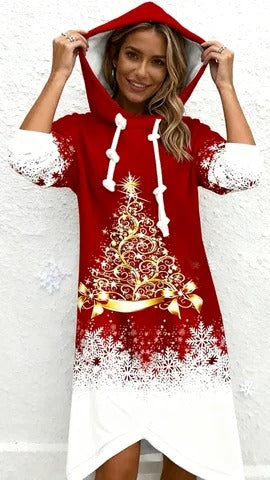 Showy Print Hoodie Mini Dress