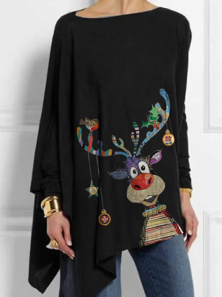 Attractive Boat Neck Animal Print Top