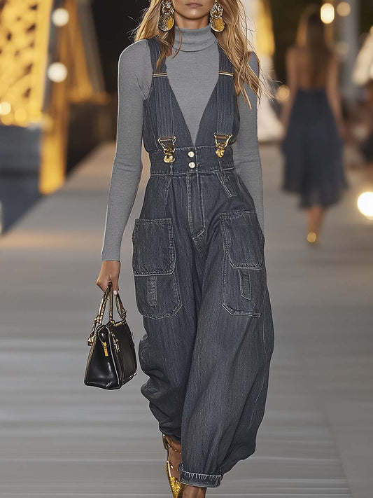 Suspender Denim Jumpsuit
