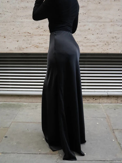 Elegant Black Maxi Dress With Integrated Belt