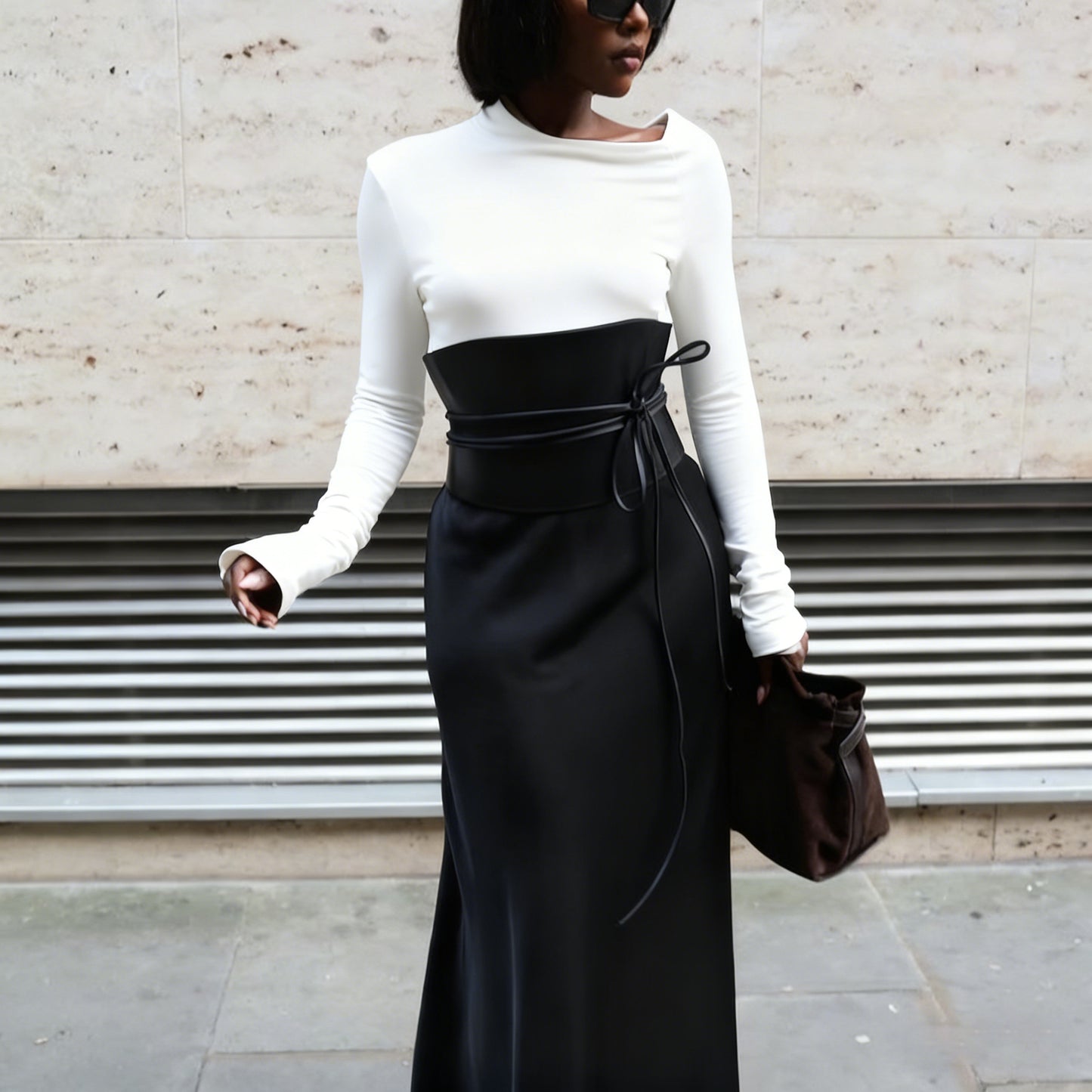 Black Long-Sleeve Fitted Top