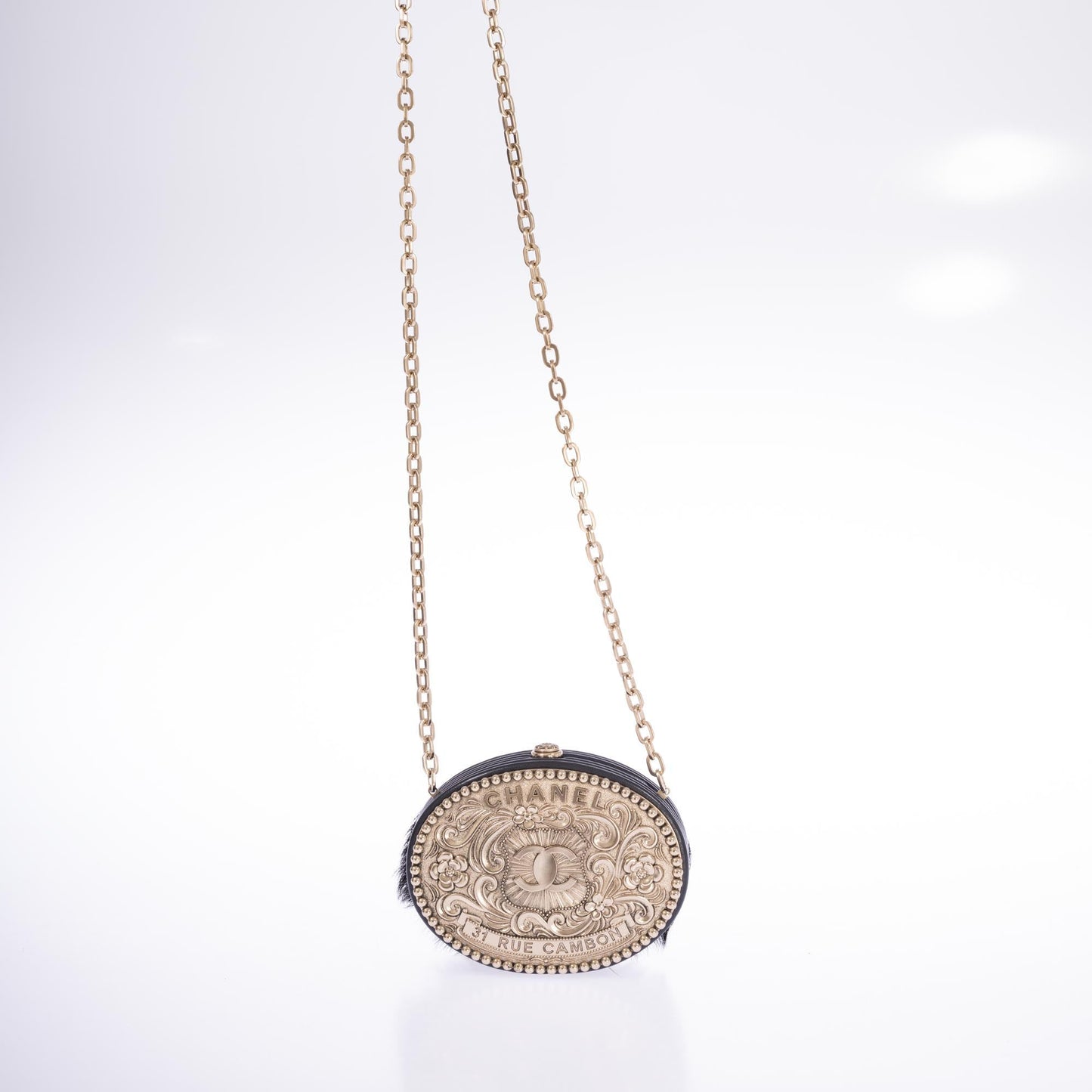 Vintage Black Leather & Pony-hair Crossbody Bag