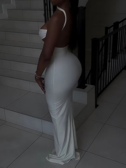 Shoulder Satin Evening Gown
