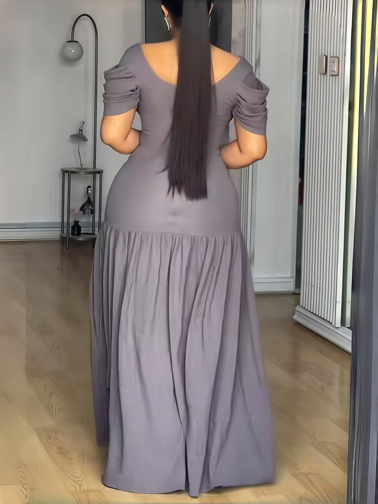 Off-Shoulder Elegant Draped Maxi Dress