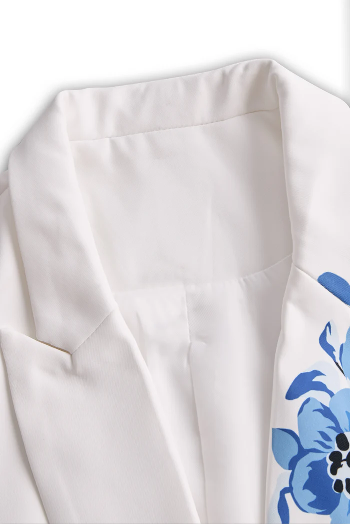 Elegant Floral-Embroidered Suit