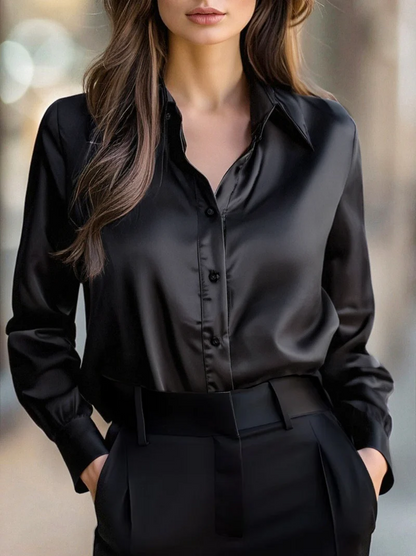 Elegant Satin Long Sleeves Blouse