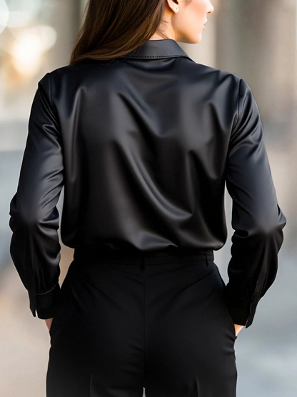 Elegant Satin Long Sleeves Blouse