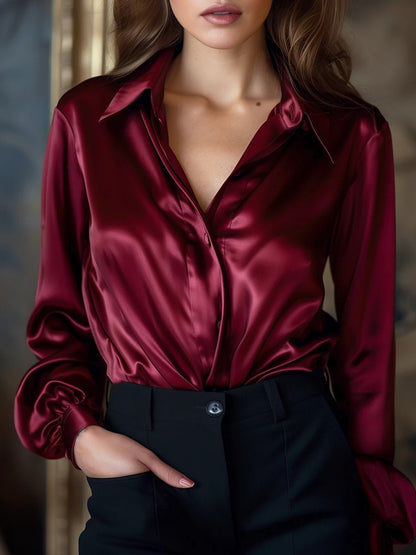 Elegant Satin Long Sleeves Blouse
