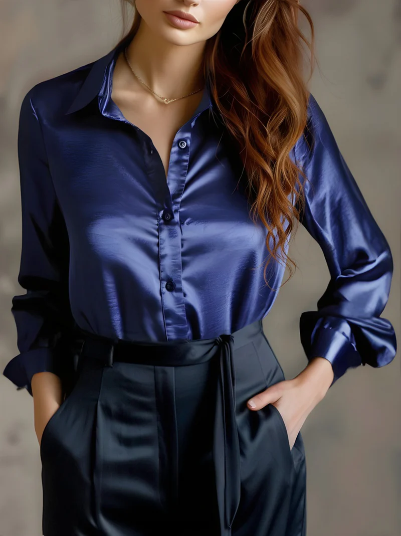 Elegant Satin Long Sleeves Blouse