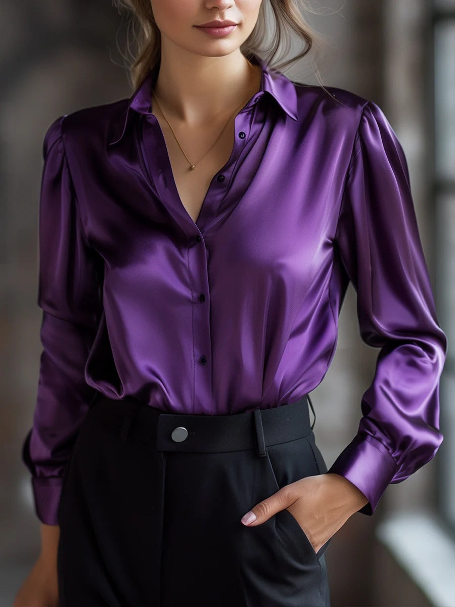 Elegant Satin Long Sleeves Blouse