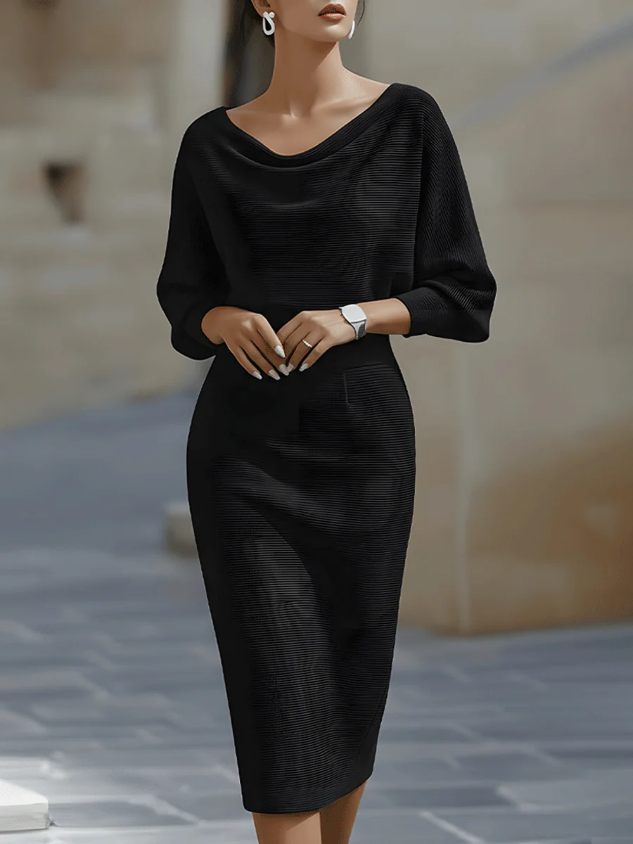 Draped Batwing Midi Dress