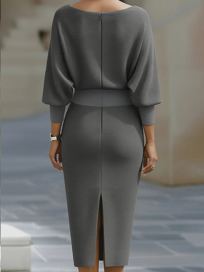 Draped Batwing Midi Dress