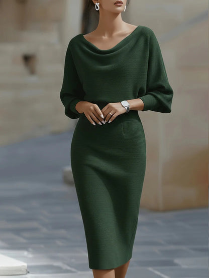 Draped Batwing Midi Dress