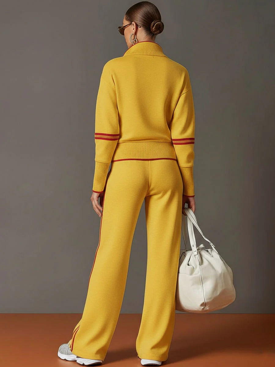 Half-zip Sweatshirt And Wide-leg Pants Set