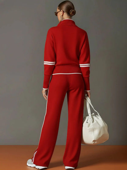Half-zip Sweatshirt And Wide-leg Pants Set
