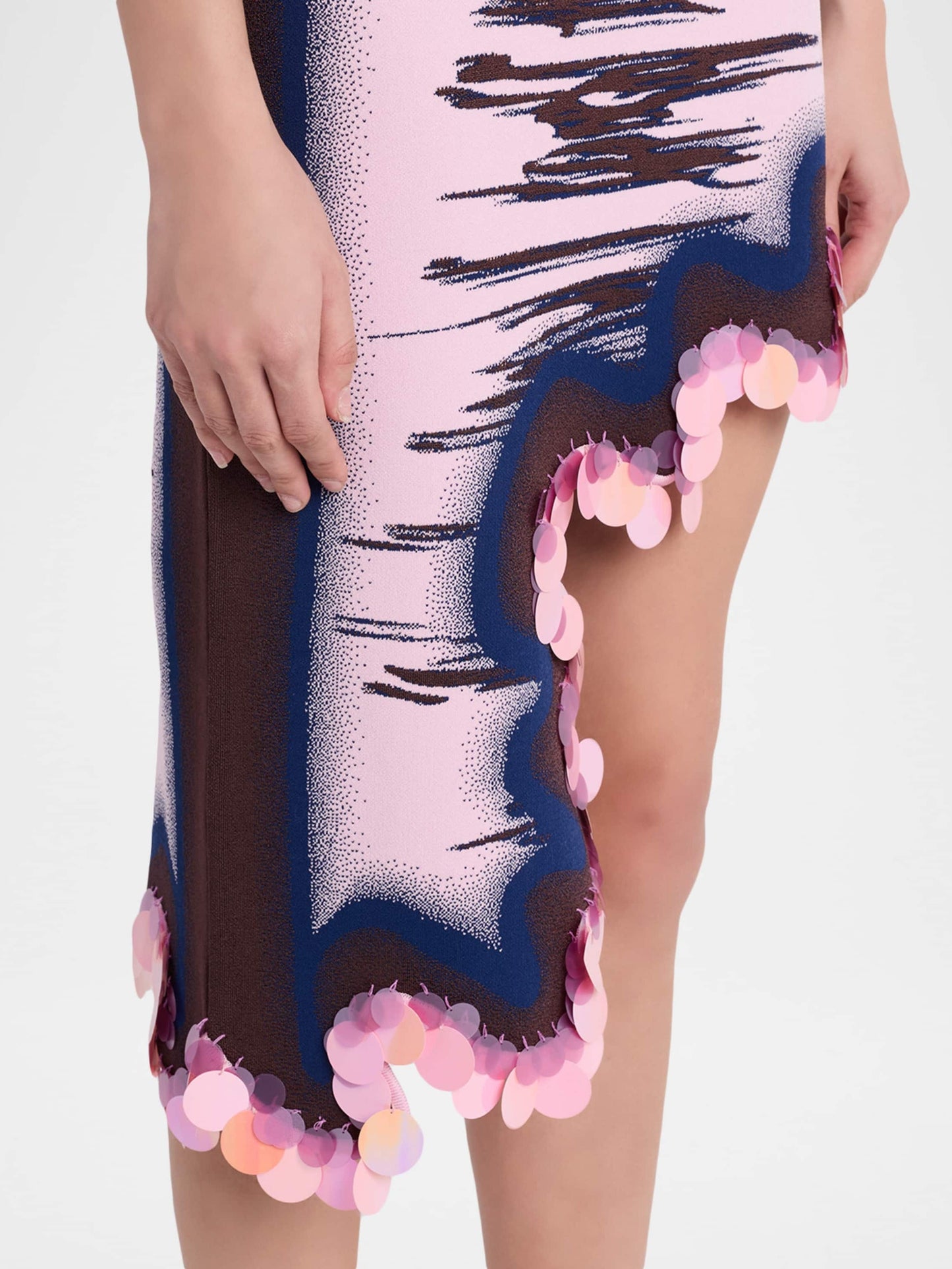 Wavy High-Low Reversible Midi Dress