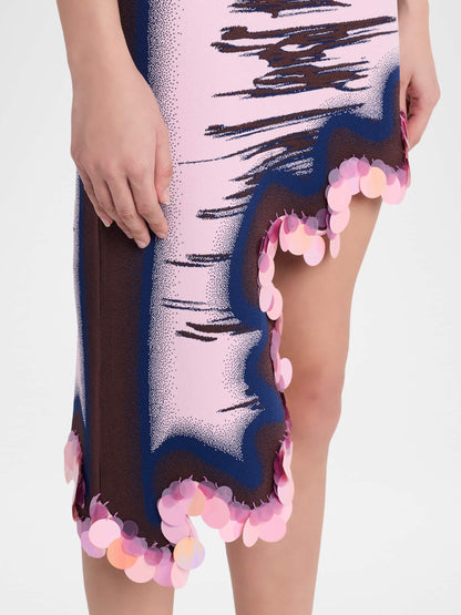 Wavy High-Low Reversible Midi Dress