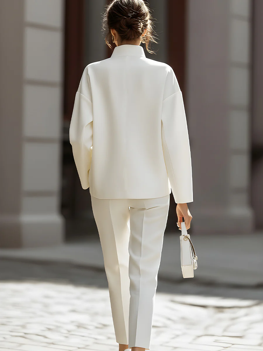 Luxe Ivory Oversized Shirt & Tailored Trouser Two-Piece Set