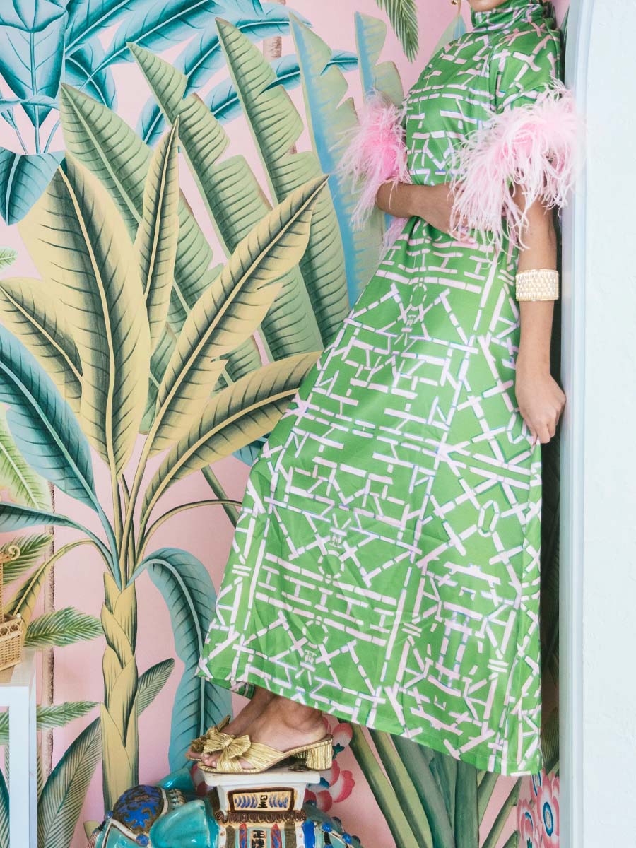 Feather Patchwork Printed Loose Dress