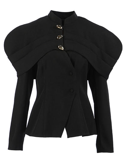 Elegant Metal Button Tight Waist Blazer