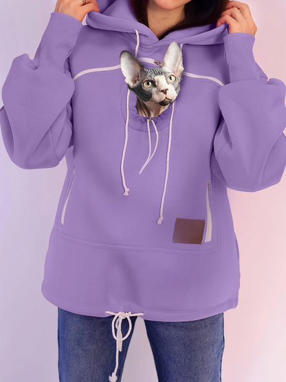 Zip Up Pockets Pet Carrier Hoodie