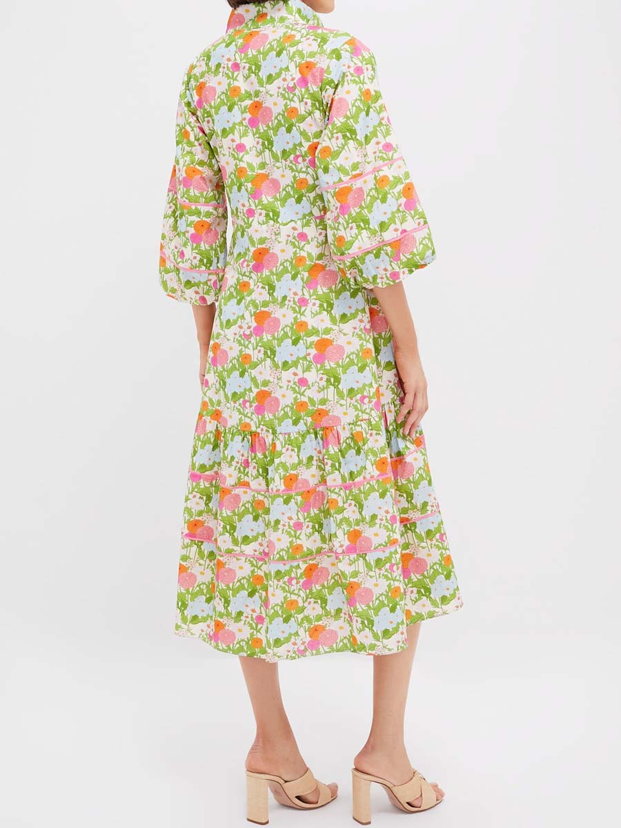 Floral Print Puff Sleeve Maxi Dress