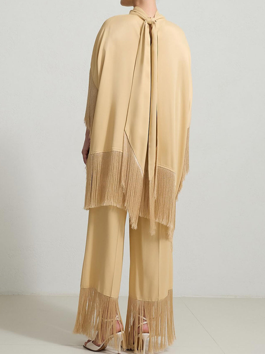 High Neck Tassel Two Pieces Set